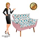 Namoradeira Opala Composê Suede Com Estampado Traçado Azul D3