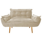 Namoradeira Opala Pés Palito Mel Suede Bege - Amarena Móveis