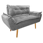 Namoradeira Opala Pés Palito Mel Suede Cinza - Amarena Móveis