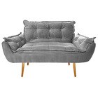 Namoradeira Opala Pés Palito Mel Suede Cinza - Amarena Móveis