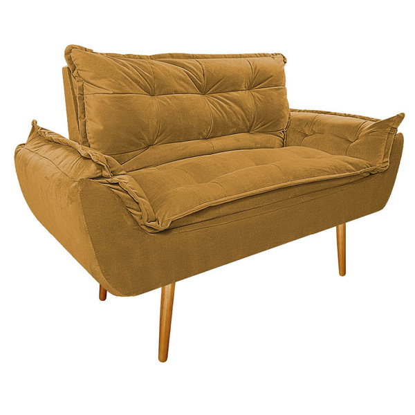 Namoradeira Opala Pés Palito Mel Suede Mostarda - Amarena Móv