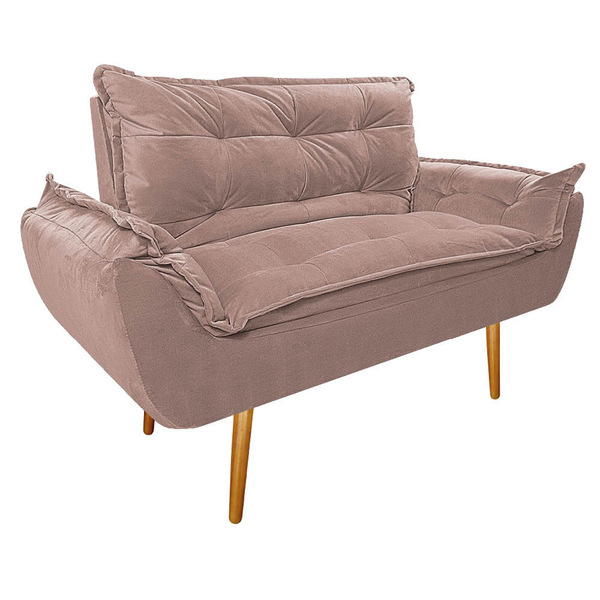 Namoradeira Opala Pés Palito Mel Suede Rosê - Amarena Móveis