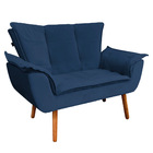 Namoradeira Opala Veludo Azul Marinho Pés Palito Castanho - D