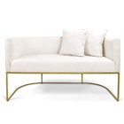 Namoradeira Paola 02 Lugares Linho Base Metálica Dourado D03