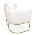 Namoradeira Paola 02 Lugares Linho Base Metálica Dourado D03