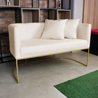 Namoradeira Paola 02 Lugares Linho Base Metálica Dourado D03