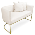 Namoradeira Paola 02 Lugares Linho Base Metálica Dourado D03