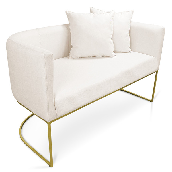 Namoradeira Paola 02 Lugares Linho Base Metálica Dourado D03