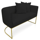 Namoradeira Paola 02 Lugares Linho Base Metálica Dourado D03