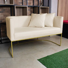 Namoradeira Paola 02 Lugares Linho Base Metálica Dourado - D'