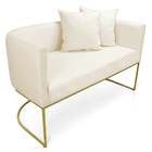 Namoradeira Paola 02 Lugares Linho Base Metálica Dourado - D'