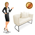 Namoradeira Paola 02 Lugares Linho Base Metálica Preto D03 -