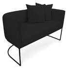 Namoradeira Paola 02 Lugares Linho Base Metálica Preto D03 -