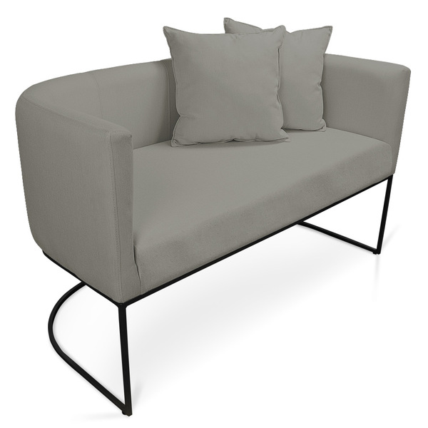 Namoradeira Paola 02 Lugares Linho Base Metálica Preto D03 -