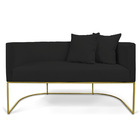 Namoradeira Paola 02 Lugares Linho Preto A79 Base Metálica Do