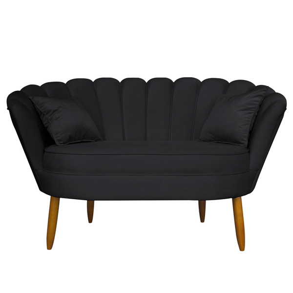 Namoradeira Pétala 2 Lugares Decorativa Veludo Grafite - Mont