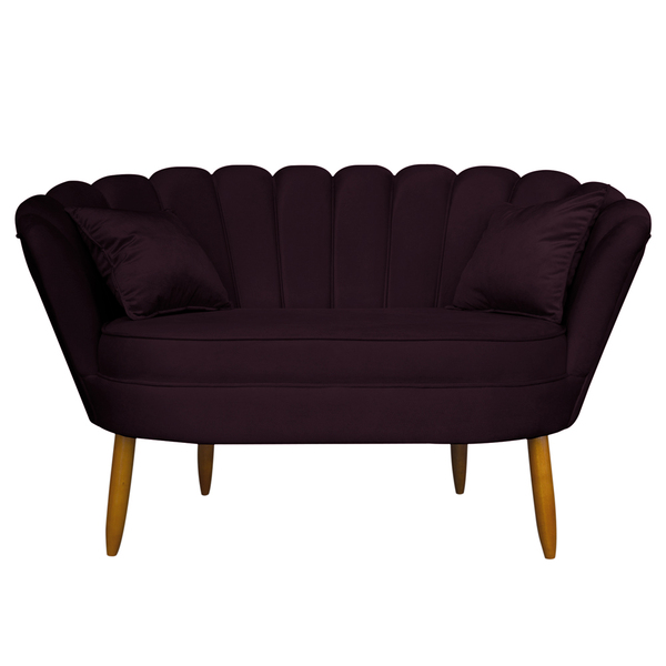 Namoradeira Pétala 2 Lugares Decorativa Veludo Roxo - Montana
