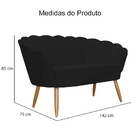 Namoradeira Pétala 2 Lugares Para Sala Suede Pés De Madeira