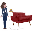 Namoradeira Poltrona Sofá Decorativa 02 Lugares Opalla Pés Pa