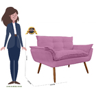 Namoradeira Poltrona Sofá Decorativa 02 Lugares Opalla Pés Pa