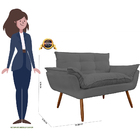 Namoradeira Poltrona Sofá Decorativa 02 Lugares Opalla Pés Pa