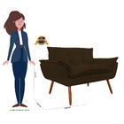 Namoradeira Poltrona Sofá Decorativa 02 Lugares Opalla Pés Pa