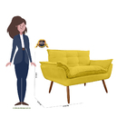 Namoradeira Poltrona Sofá Decorativa 02 Lugares Opalla Pés Pa