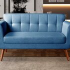 Namoradeira Sofá Bruna Moderna Decoração Sala Recepção Azul