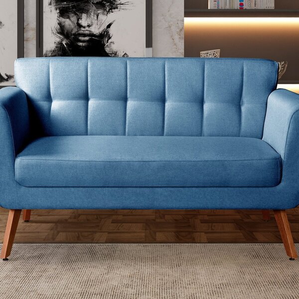 Namoradeira Sofá Bruna Moderna Decoração Sala Recepção Azul