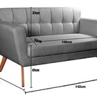 Namoradeira Sofá Bruna Moderna Decoração Sala Recepção Cinza