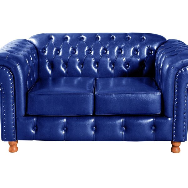 Namoradeira Sofá Chesterfield Com Capitonê Luís Xv Azul