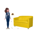 Namoradeira Tilla Suede Amarelo  - Montanaris Decor