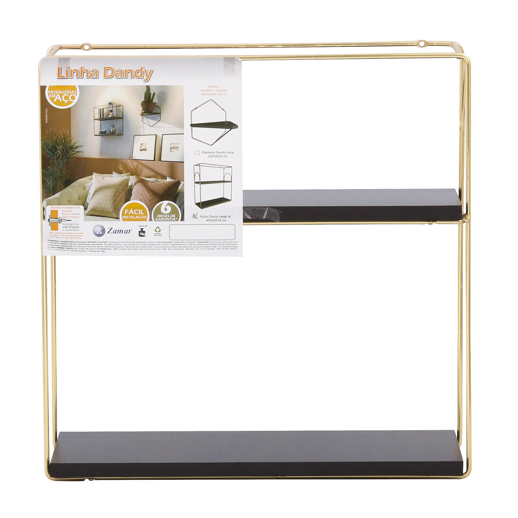 Nicho 45x45x15cm Metal Dourado Dandy Zamar | Leroy Merlin