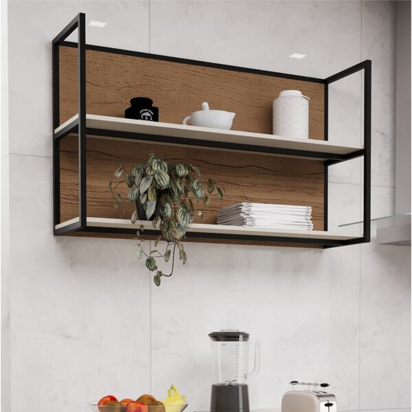 Nicho Aéreo 120cm Para Cozinha Viena Freijo/cinza Argila