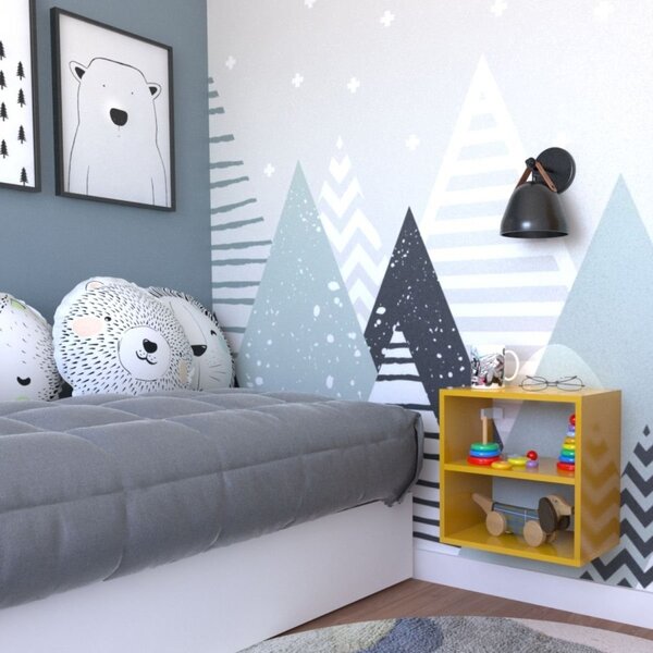 Nicho Com Prateleira Para Quarto Infantil  Amarelo