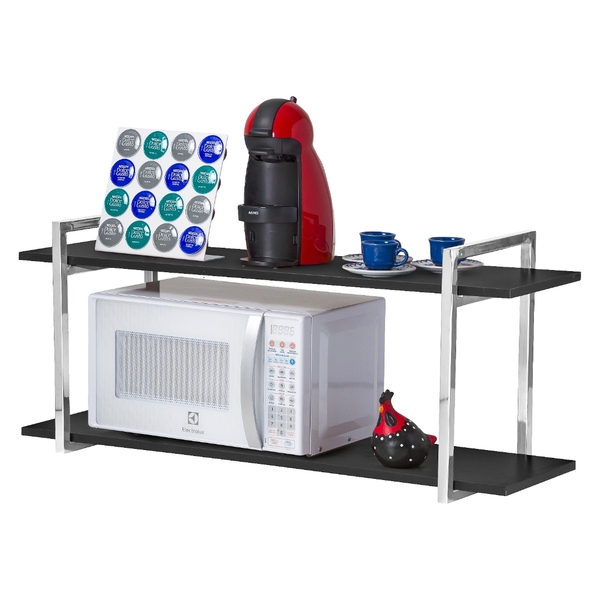 Nicho Cozinha Cromado Com Prateleiras Preto 80cm