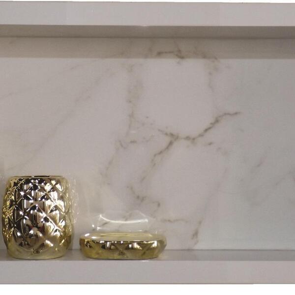 Nicho De Porcelanato 60x30 Carrara Branco Com Bordas Brancas