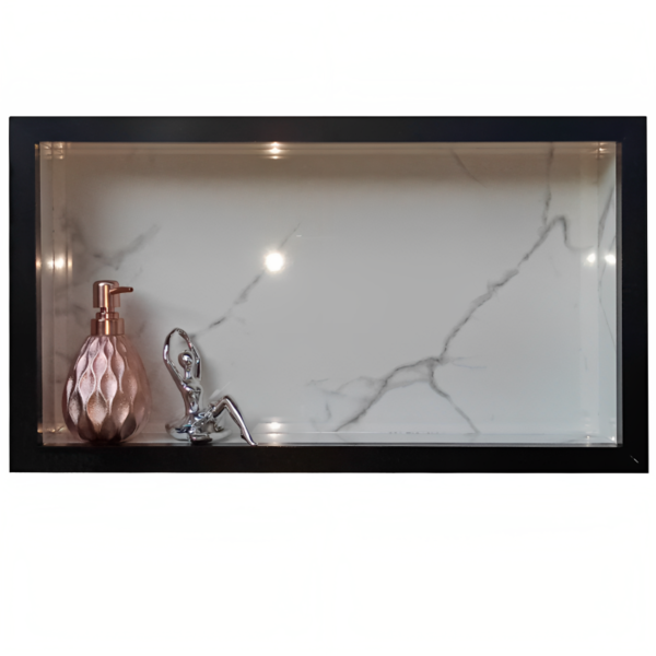 Nicho de Porcelanato Branco Carrara Para Banheiro Lavabo 60x3