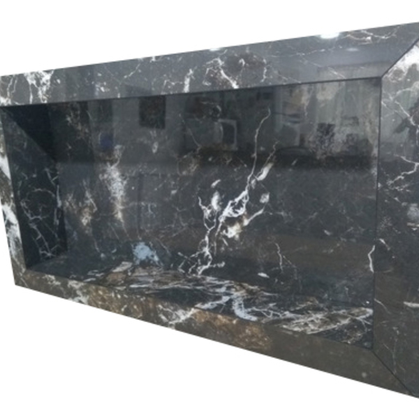 Nicho De Porcelanato Polido 40x30x10 Preto Marmorizado
