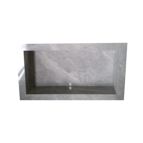 Nicho De Porcelanato Polido 60x30x10 Cinza Marmorizado.