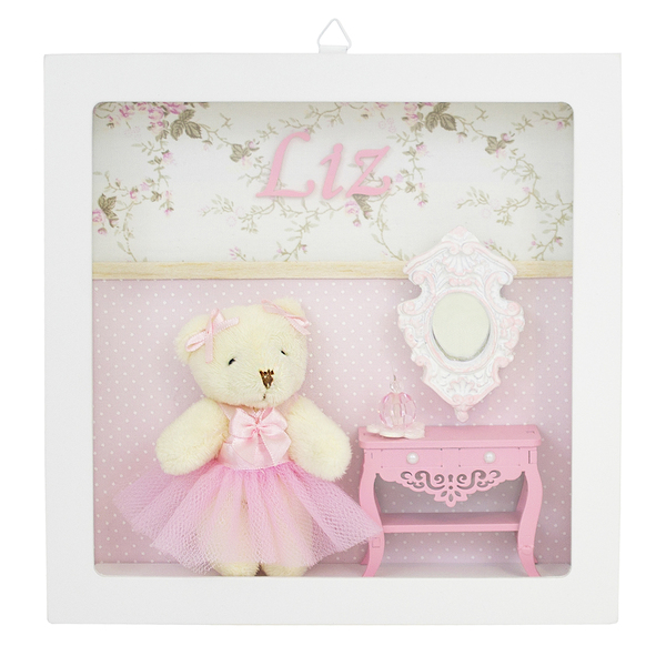 Nicho Decorado Ursinha Bailarina Rosa Quarto Bebê