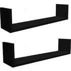 Nicho Decorativo 2 Prateleiras U 50x15x10 Preto Mdf