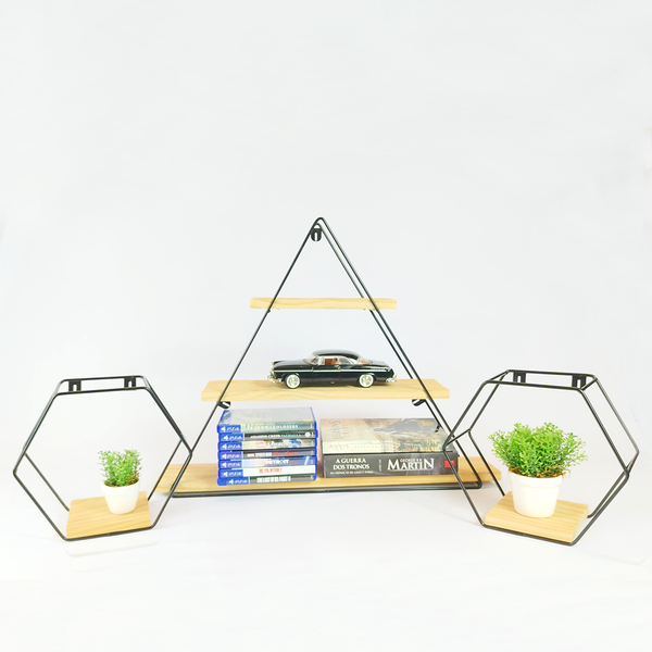 Nicho Decorativo  Triangulo Grande  Com 2 Nichos Hexagono Peq