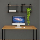 Nicho Decorativo Em Aço Preto E Tampo Mdf Preto 80 Cm10 Imbuia