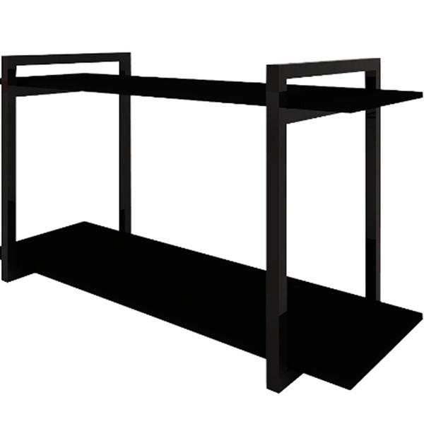 Nicho Decorativo Em Aço Preto e Tampo MDF Preto 80 Cm