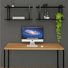 Nicho Decorativo Em Aço Preto e Tampo MDF Preto 80 Cm