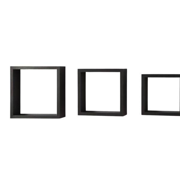 Nicho Decorativo Mdf Kit 3 Peças Parede Suporte Quadrado Cinza