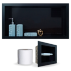 Nicho E Porta Papel Em Porcelanato Preto Nero Polido