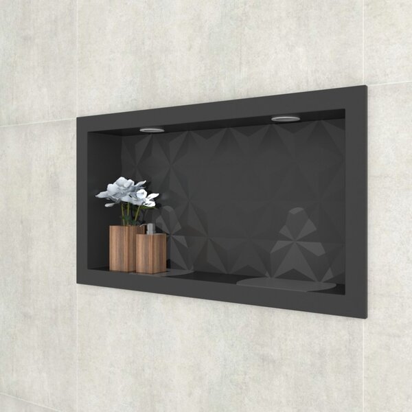 Nicho Em Mármore Sintético Texturizado Com Led 60x30cm Cozima