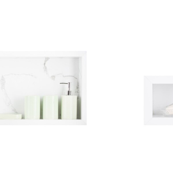 Nicho Em Porcelanato E Saboneteira - Kit Com 2 Peças (carrara)